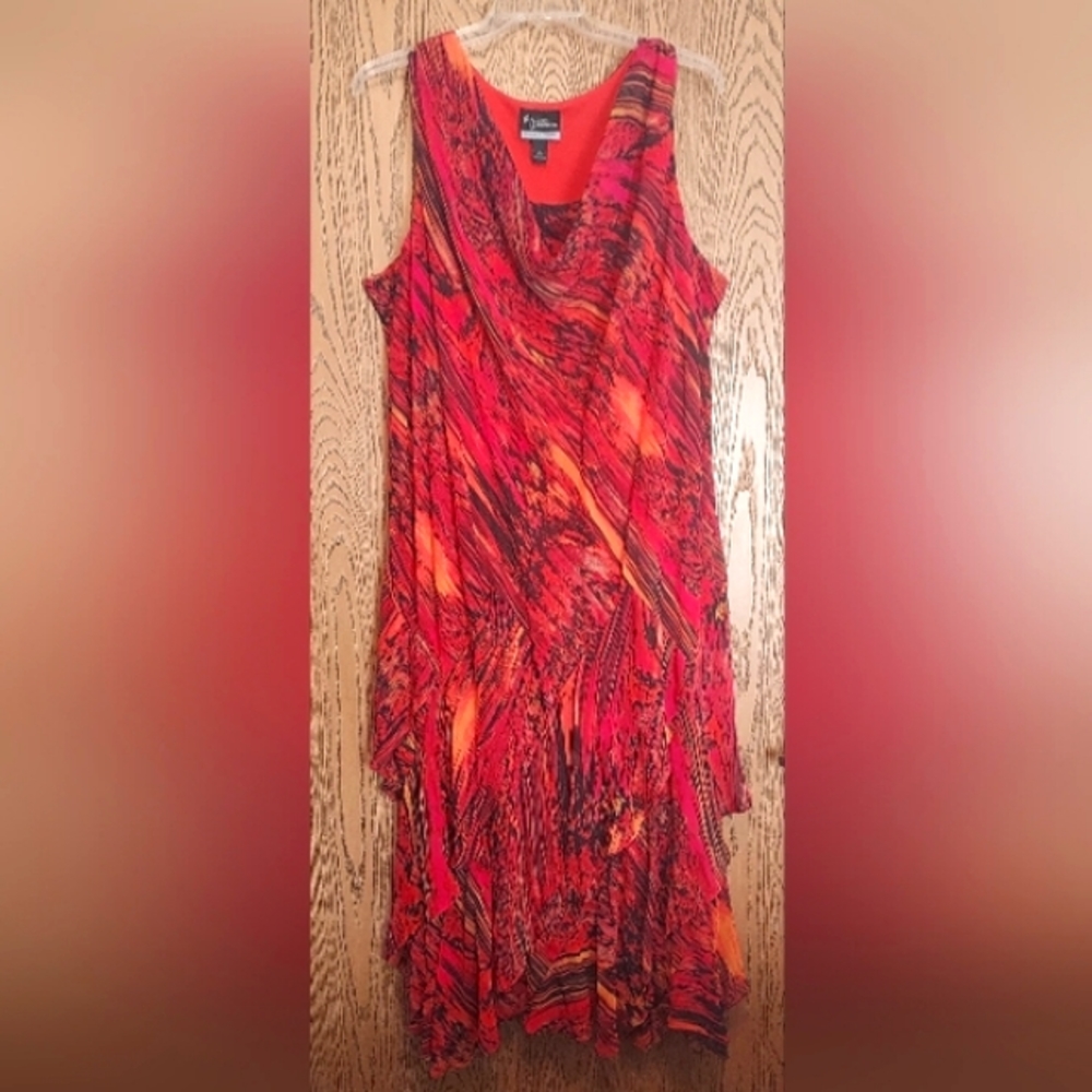 Catherines Plus Size 4 or30/32 Added Deminsions multi color oranges, 100 % poly